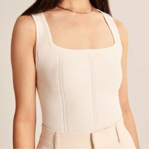 Abercrombie & Fitch Elevated Rib Knit Crossback Tank Top Ivory XL